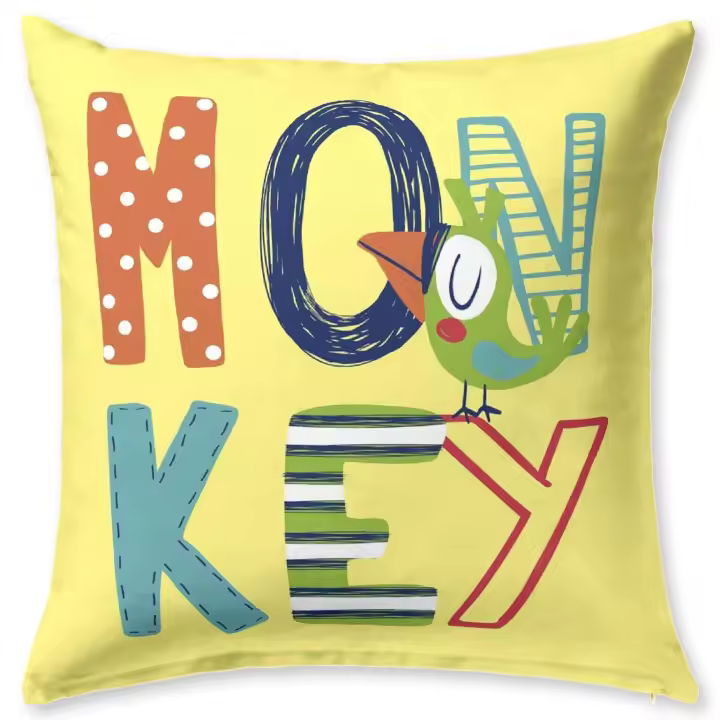 JVR - Cojin algodón modelo MONKEY  - Tejido 100% Algodón - Estampado digital - Fabricado en España - Medidas 60x60 - 1