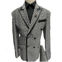 Traje De Novio a Cuadros De Moda Para Hombre Traje Formal De Doble Botón Para Bodas Y Fiestas Con Chaqueta Y Pantalones Incluidos - details 1