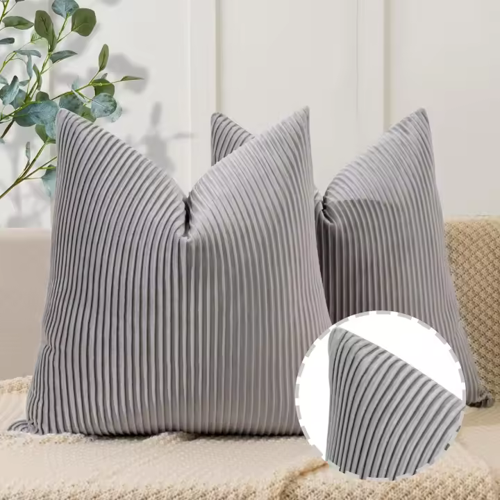 Cubierta De Cojín Suave De Veludo Con Patrón Rayado Para Decoración De Hogar Lujo Cubierta Decorativa Para Sofá Y Cama - 1