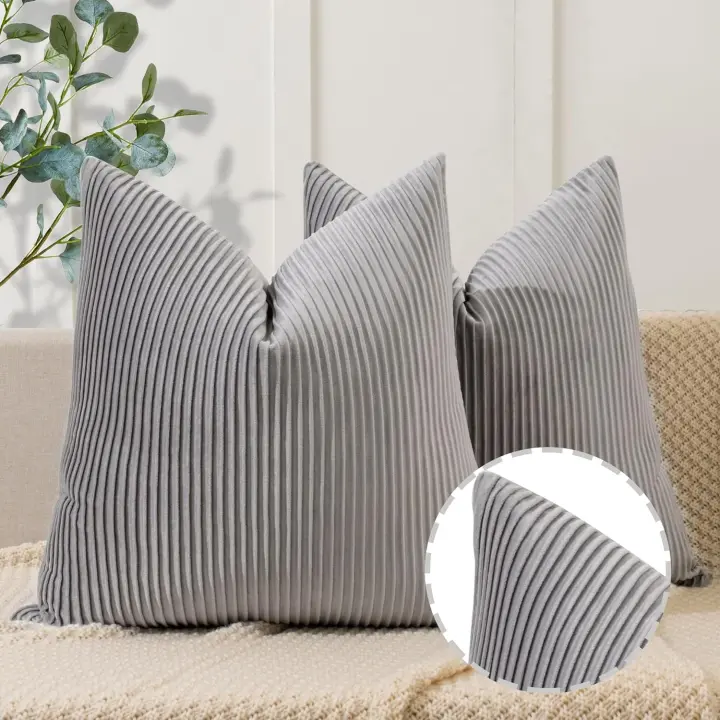 Cubierta De Cojín Suave De Veludo Con Patrón Rayado Para Decoración De Hogar Lujo Cubierta Decorativa Para Sofá Y Cama - 1