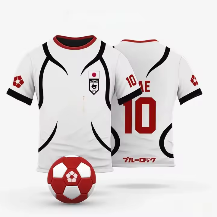 Camiseta Azul Lock Japón U20 Blanco Anime Dibujos Animados Cosplay Hombre Verano Manga Corta Niños Moda Mujer Camiseta O-Neck Polyester - 1