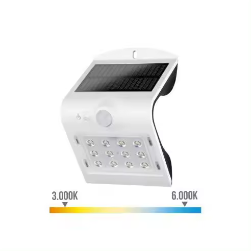 EDM Aplique Solar EDM 1,5W 220lm Blanco con Sensor 2-6m - 31841 Aplique solar Iluminación Exterior Solar Led - 1