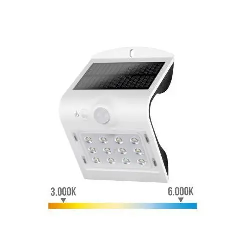 EDM Aplique Solar EDM 1,5W 220lm Blanco con Sensor 2-6m - 31841 Aplique solar Iluminación Exterior Solar Led - 1