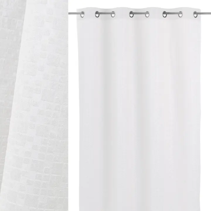 Plushome Cortina Antelina Opaca Malla Blanco / Gris / Beige 140 X 260 Cm,100% Poliéster. Gramaje: 250 Gr/M2. 8 Anillas Cromadas. Luz Anillas 4 Cm. - 1