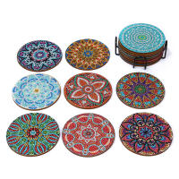 8PCS Set Pintura De Diamantes DIY Mandala Con Soporte Para Tazas Tapete De Mesa Redondo De Tela Para Decoración Europea - details 4