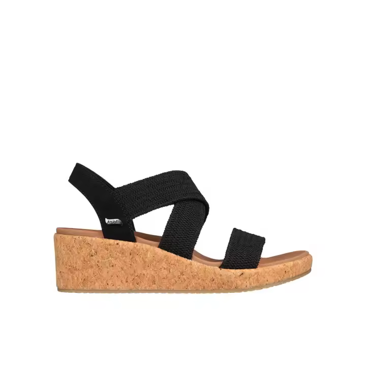 Skechers 119260_BLK Sandalias de cuña para mujer negras en textil 80123 - 1