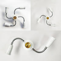 Soporte De Luces LED Ajustable En Blanco Con Base E27 Splitter Y Conector De Tubo Extensión Para Bombillas Convertidor De Soporte De Lámpara - details 0