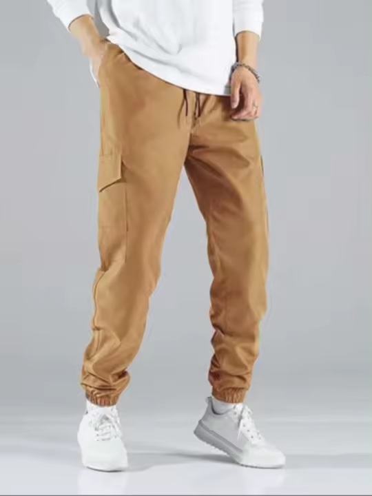 Pantalones De Cargo Para Hombre Con Bolsillos Y Cinta Ajustable En La Cintura Estilo Casual Moda Para Uso Diario Talla Regular - 1