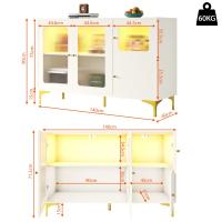Aparador Blanco Moderno y minimalist (140x40x90 cm), Diseño de Puerta de Vidrio Changhong, Luz Ambiente Cálida integrada, with detalles decorativos de metal y Amplio Espacio de almacenamiento, ajustado para comedor - details 5