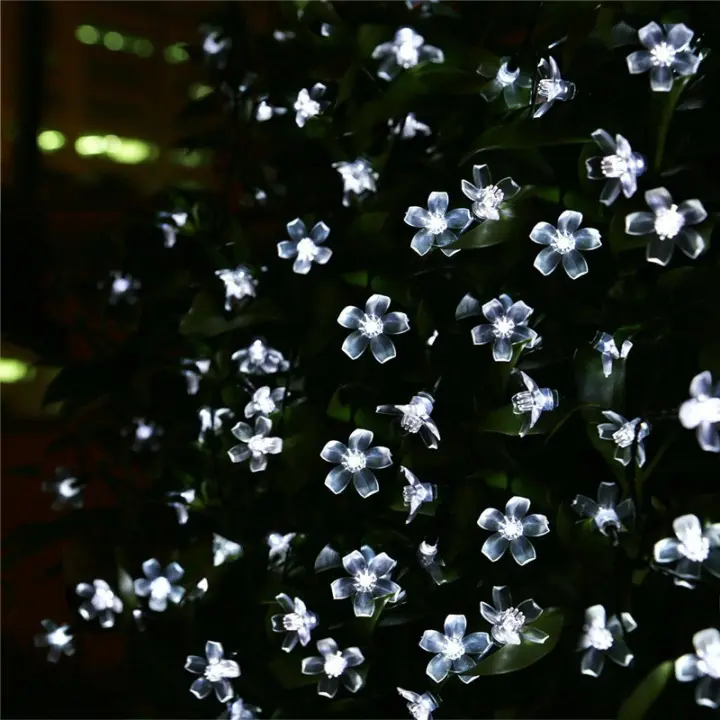 Cadenas De Luces Solares De 5M Con 20LED Para Exterior Impermeables 8 Modos Operadas Por Batería Flor De Cerezo Decoración De Jardín Y Fiesta Navideña - 1