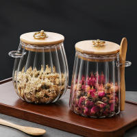 Juego De Jarra De Vidrio Con Tapa Y Cuchara Para Té Y Café Multipropósito Portátil Contenedor Airtight Para Alimentos Organizador De Armario De Cocina - details 0