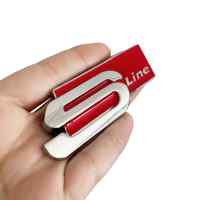 Banner - Emblema S Line Adhesivo Para Lateral Compatible Con Audi Plateado Rojo