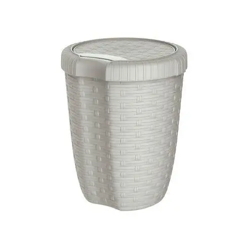 MONDEX Cubo con tapa 27L, ø34x47cm, color crema imitación mimbre - MONDEX - 77859  Limpieza Cubos Basura - 1