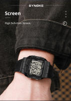 Reloj Deportivo Para Hombre SYNOKE Con Pantalla Grande LED Luminosa Resistente Al Agua Y Al Choque Estilo Retro Moda Malla De Cuero Material Del Cuerpo Plástico - details 5
