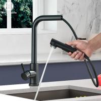 Grifo negro extraíble para fregadero de cocina, mezclador de agua fría y caliente de acero inoxidable, boquilla de pulverización, 2 modos, Flexible - details 2