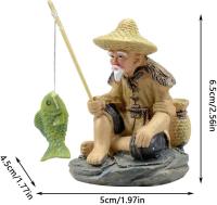 Adorno de pesca para mesa | Decoraciones de pesca, accesorios de decoración de acuario, figura de PVC de pescador para pecera, jardín - details 2