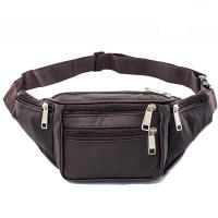 Bolsa De Cintura Para Hombre De Cuero Genuino Bolsa De Móvil Con Cadena Estilo Fashion Bolsa De Cintura Para Deporte Y Aventura - details 13
