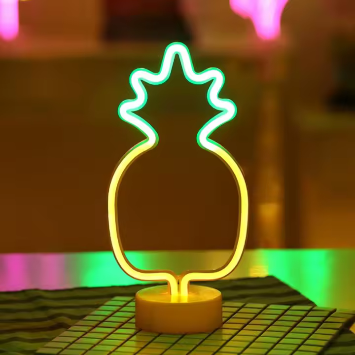 Lámpara De Noche LED Neón Flamingo Cactus Piña Árbol Unicornio Para Habitación Estudio Dormitorio Luz De Mesa Contemporánea - 1