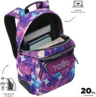 TOTTO Mochila Escolar Grande Rayol – Estampado Star Butterfly Glitter | 3 Compartimentos | Capacidad 19L | Porta PC 14” | Bolsillos Botella | Espaldar Ergonómico | Correas en S | Material Reciclado - details 2