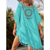 Vestido De Playa De Algodón Y Lino Sexy Y Suave Cubierta De Bikini En Color Sólido Estilo Casual Vacacional Con Espalda Descubierta - details 0