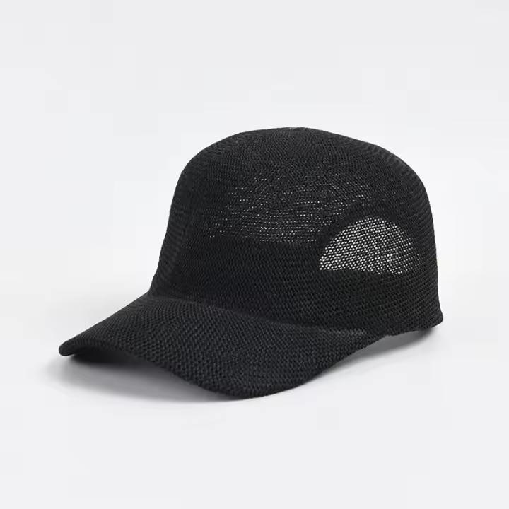 Sombrero De Béisbol De Paja Transpirable Para Hombres Y Mujeres Verano Sombreros De Sol Ajustables De Color Sólido Accesorios De Playa Protección UV - 1