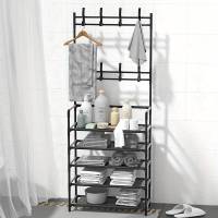 JUPPLIES - Perchero de Pie con Zapatero para Entrada Recibidor, Salón, Habitación - Perchero Zapatero con 5 Estanterias para Zapatos y Perchas de Pie - Perchero Moderno para Almacenamiento 180x60x30cm - details 1