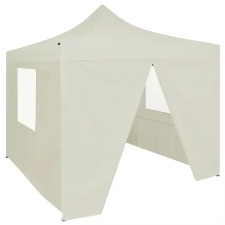 vidaXL Carpa plegable profesional con 4 paredes acero color crema 2x2m - 1