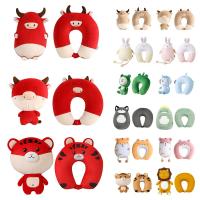 Almohada De Viaje En Forma De U Con Diseño De Delfín Y Pinguino Cartoon Almohada De Cuello Fluffy Para Protección Del Cervical 100% Poliéster - details 0