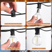 Cadena De Luces LED G40 36 M Exterior Con 64 Luces De Plástico Para Jardines Bodas Fiestas Terrazas Instalación Autónoma Impermeable - details 5
