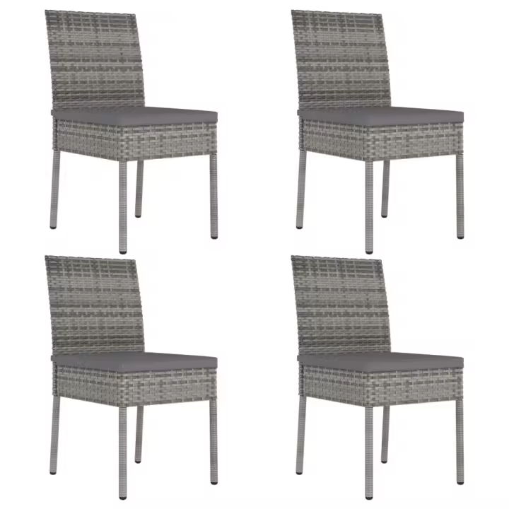 vidaXL Sillas de comedor de jardín 4 unidades ratán sintético gris - 1