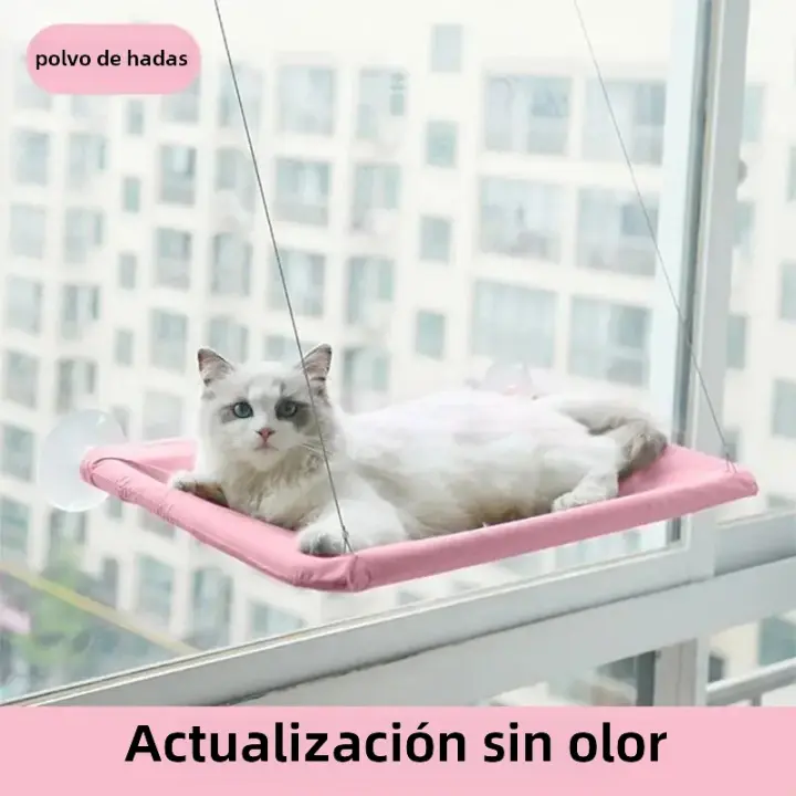 Percha Para Gatos Plegable Con Hamaca Y 4 Ventosas Fuertes Para Ventana Almohadilla De Pared Para Gatos Material De Poliuretano - 1
