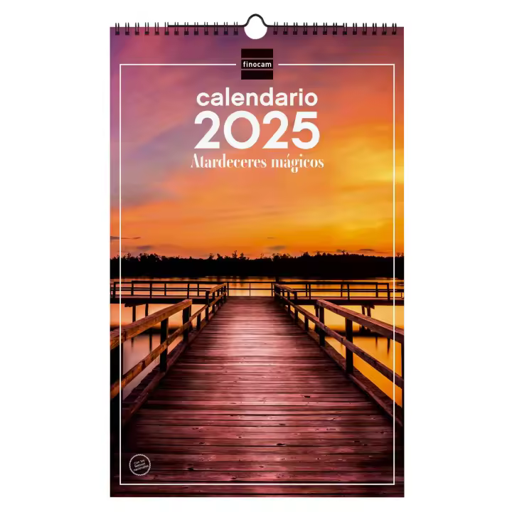 Finocam - Calendario Imágenes de Pared Espiral para Escribir 2025 Atardeceres mágicos Enero 2025 - Diciembre 2025 (12 meses) Español - 1