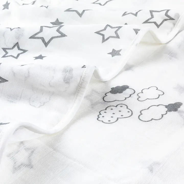 Manta de gasa de algodón puro de cuatro capas Toalla de baño gruesa de primavera y otoño Manta estampada de doble cara Manta popular para niños - 1