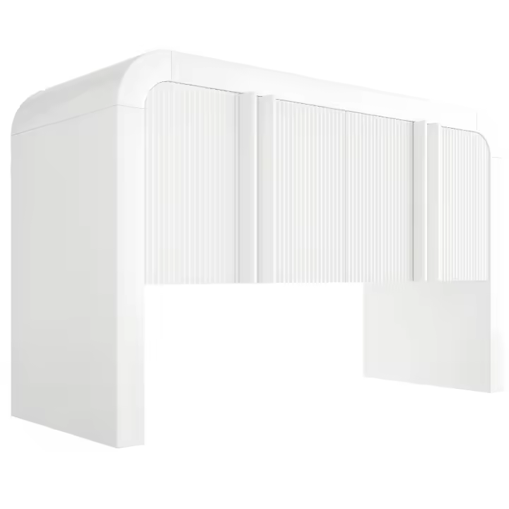 Aparador de Coqueto de Esquina Redondo con Luz brilliant y Elegancia Moderna, Puerta magnética con Protección antivuelco, adecuado para Cocina, Coqueto, Salón, Hogar - 1