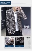 Chaleco De Moda Para Hombre Estampado De Leopardo Estilo Británico Casual Slim Para Bodas Y Trabajo Cierre Único Largo Completo - details 3