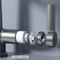 Grifo De Baño Con Pantalla Digital De Temperatura Regulador De Agua Caliente Y Fría Torneado De Latón Cerámica Para Lavabo - details 9