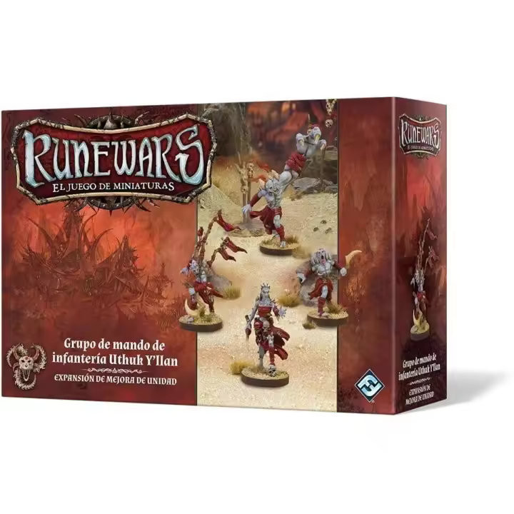 Fantasy Flight Games - RUNEWARS GRUPO DE MANDO DE INFANTERÍA UTHUK Y´LLAN - Expansión de Mejora de Unidad - Juego de Miniaturas - Plástico Sin Pintar - 1