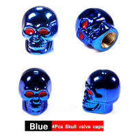 AUTCOAT 4Pcs/set Tapones De Válvula De Neumáticos Estilo Calavera Universal Para Coche Moto Bicicleta Material Plástico + Cobre Antióxido - details 4