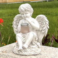 Estatuilla De Ángel Para Jardín Con Luz Solar Impermeable Decoración Para Balcones Vallas Césped Paisaje Lámpara Palillo - details 0