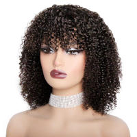 Pelucas De Cabello Brasileño Rizado Corto Con Franja Para Mujeres Peluca Mecánica De Cabello No Remy Tamaño Promedio Color Natural - details 15