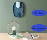 2 Pieces Pan Lid and Spoon Holder, Kitchen Utensil Shelf, Pot lid Shelf, Spoon Tray Shelf, Pot lid Holder and Cutlery Tray (Blue and Green) - details 4