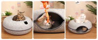 Nobleza - Túnel para Gatos de Fieltro, Cama para gatos Extraíble con Cremallera, Casa para Gatos Interior, Apta para Gatos Medianos y Grandes de Hasta 13 kg, 60×60×26cm, Gris - details 4