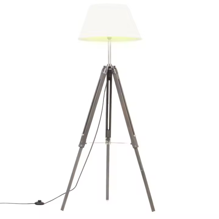 vidaXL Lámpara de Trípode Madera Maciza de Teca 141 cm Luz Piso Color Gris,  Marrón,  Marrón y negro y mas - 1
