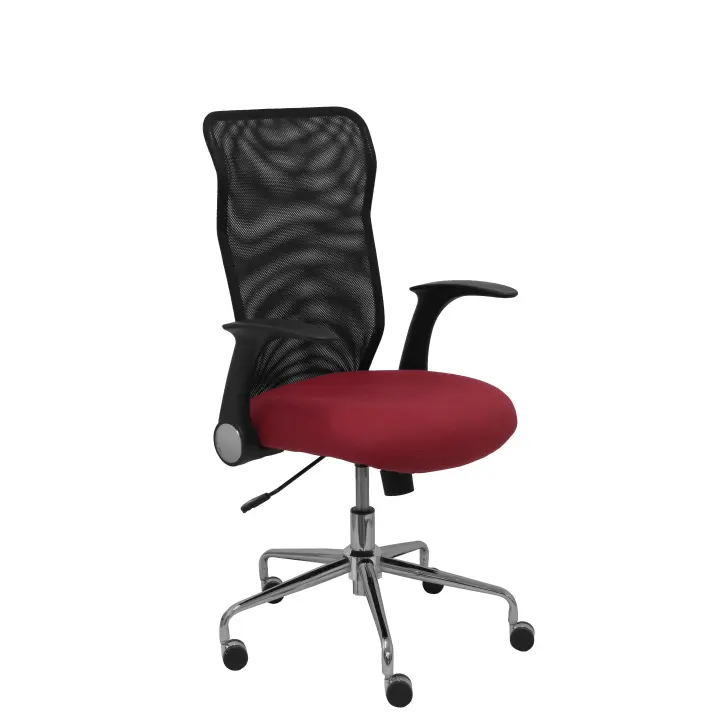 Piqueras Y Crespo Silla Minaya Ergonómica Respaldo Malla Negro Asiento Bali Granate - 1