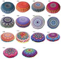 Funda De Cojín Redonda 43x43 Cm Con Patrón Mandala Bohemio Cubierta De Almohada Para Decoración Del Hogar Y Hotel Material Poliéster 100% Técnica Tejida - details 0