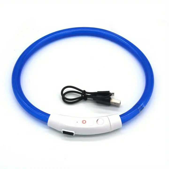 Collar De Brillo Para Perros Ajustable Recargable Por USB Seguridad Nocturna Collar Luminoso Para Paseos Nocturnos - 1
