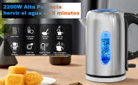 Hervidor Eléctrico 1.7L 2200W, Hervidor Acero Inoxidable de Agua con Ebullición Rápida, Calienta Agua Eléctrico Sin BPA, Apagado Automático Y Protección Contra Ebullición En Seco, Tetera Para Té De Agua Caliente, Cable 65cm - details 0