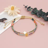 Pulsera Cruz Go2Boho Para Mujer Simple Y Colorida Con Cuentas Miyuki Delica Ajustable Cristalino Joyería Cristiana - details 0