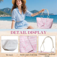 Bolso de playa plegable grande con cremallera - Bolso de hombro ligero y duradero con monedero incluido, ideal para compras, camping y viajes, diseño de hojas tropicales impreso, múltiples colores disponibles - details 2