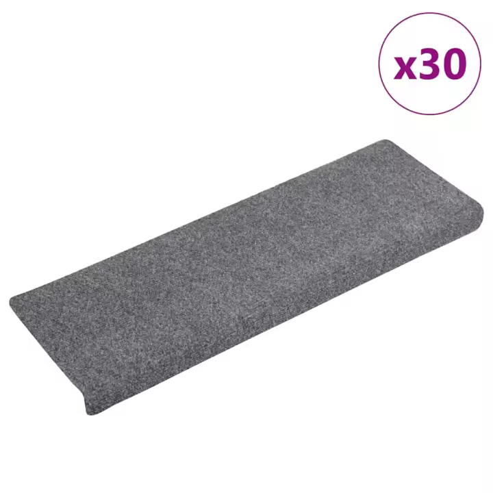 vidaXL Alfombrilla autoadhesiva escalera 30 uds gris claro 65x21x4 cm - 1